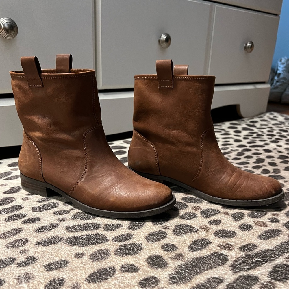 Sole Society Brown Faux Leather Ankle Boots